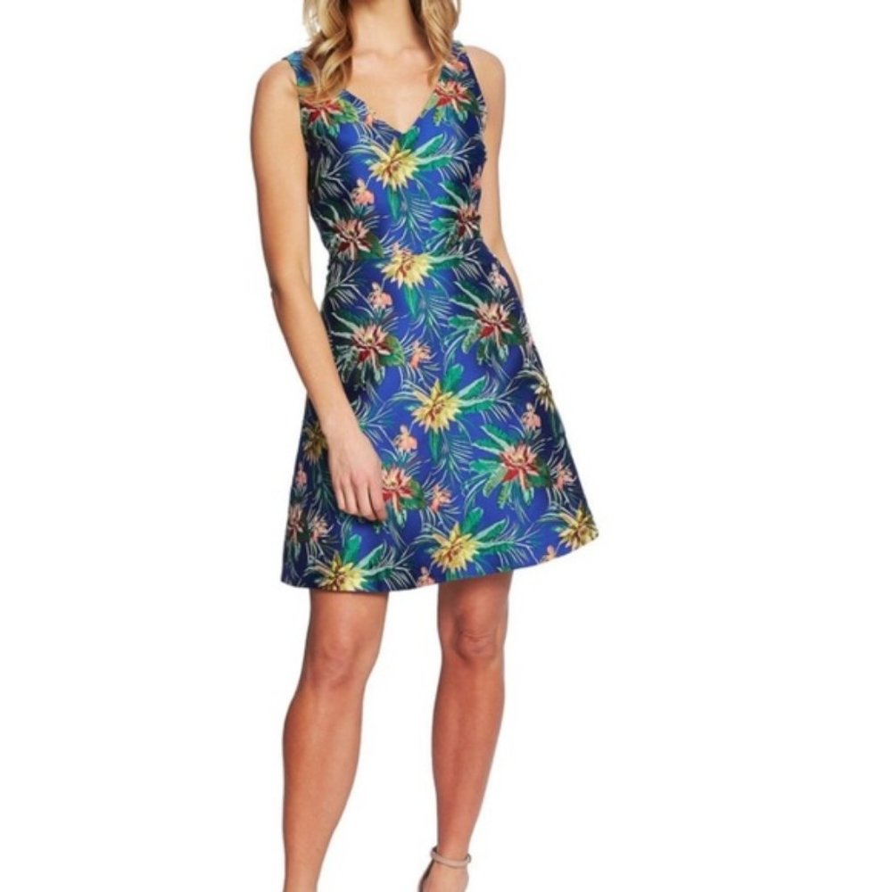 CeCe Tapestry Embroidery Tropical Dress Sz 12